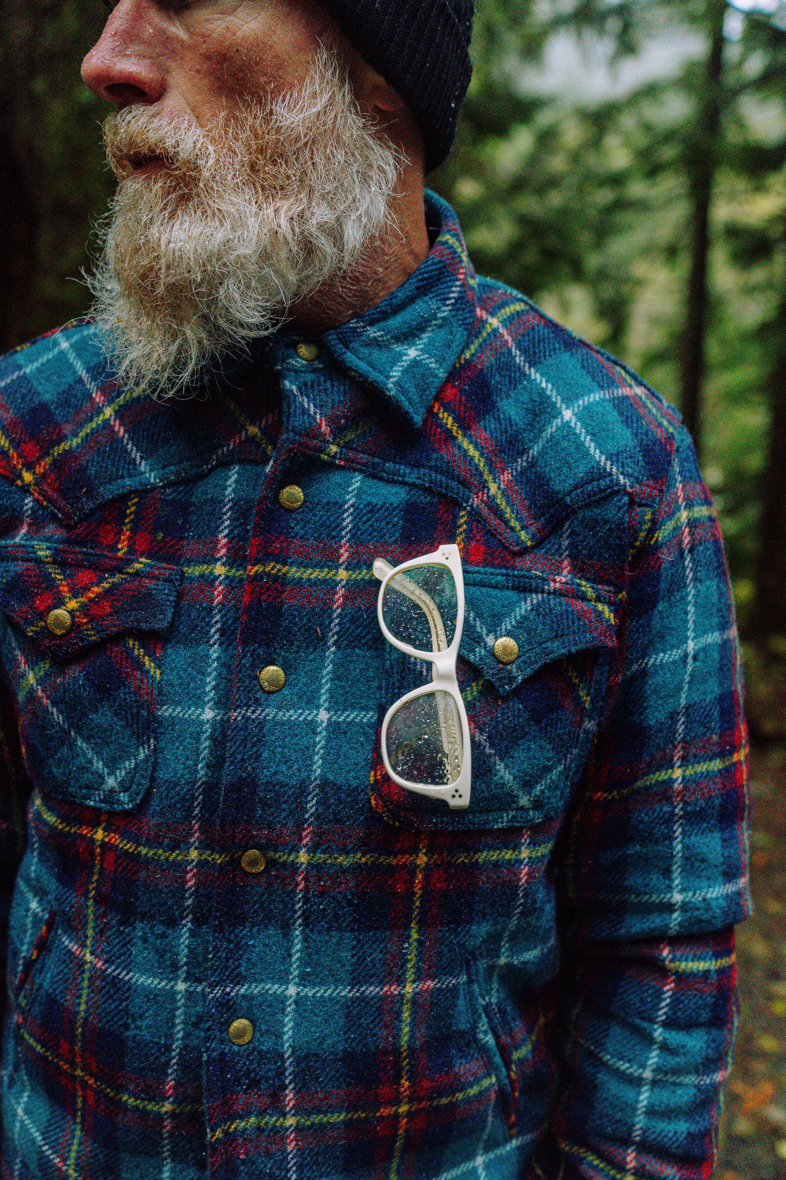 Harris Tweed Psychedelic BLUE Tartan WOOL Western Jacket (with